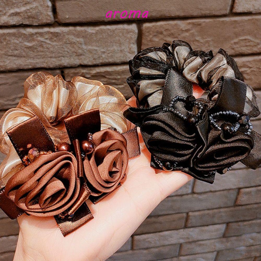 Dây Cột Tóc Hoa Hồng Phong Cách Retro Cho Nữ|Dây Buộc Tóc Phong Cách Hàn Quốc Xinh Xắn Cho Nữ