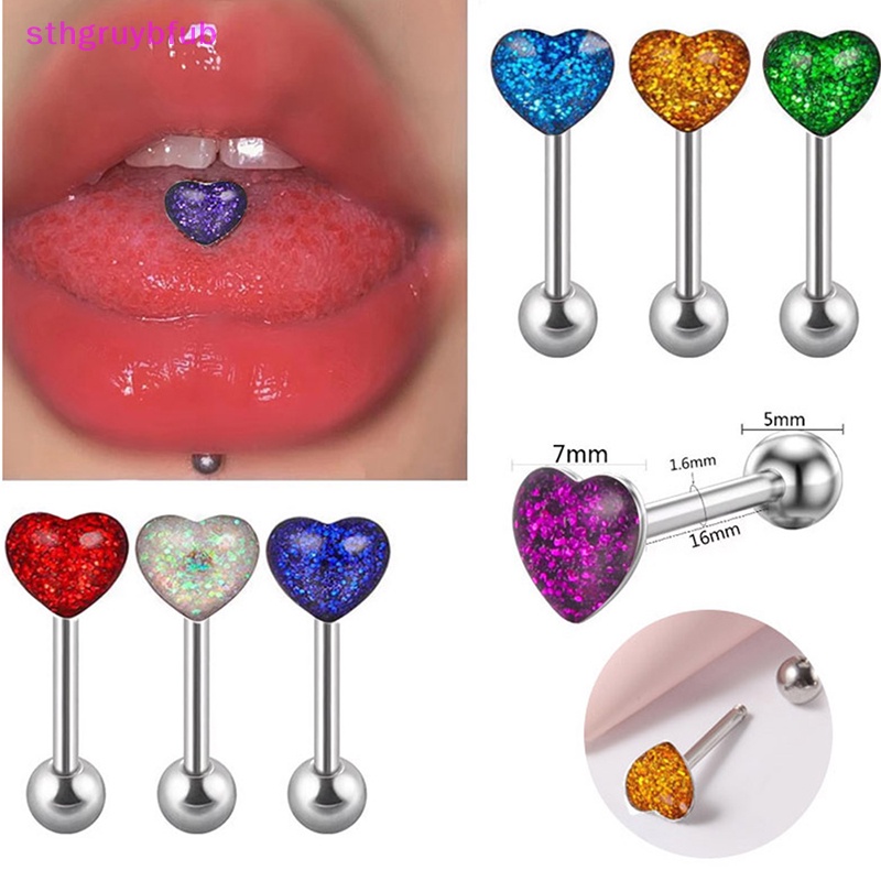 1 Khuyên Lưỡi Hình Trái Tim Không Gây Dị Ứng 14g Dành Cho Nữ