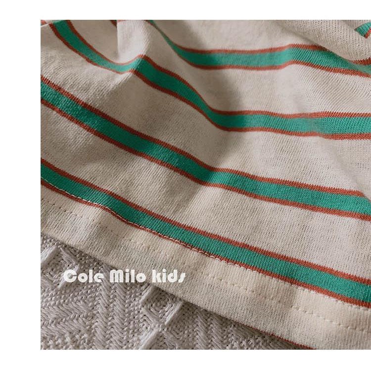 Áo Thun Cotton Lanh Tay Ngắn Dáng Rộng Họa Tiết Kẻ Sọc Nhiều Màu Sắc Thời Trang Mùa Hè Cho Bé Gái