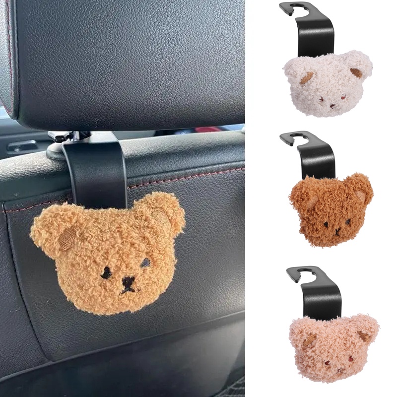 Móc Treo Đồ Gắn Ghế Ngồi Xe Hơi Bằng ABS Hình Gấu Nhồi Bông Chịu Lực Tốt Đa Năng Tiện Dụng