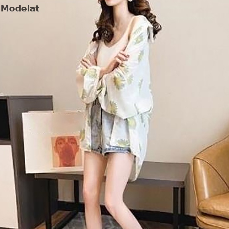 Áo Khoác Sơ Mi Chiffon Tay Dài Dáng Rộng Thời Trang Mùa Hè Cho Nữ