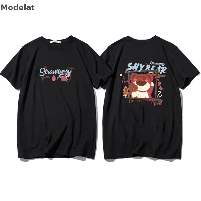 Áo Thun Tay Ngắn Cổ Tròn Dáng Rộng In Họa Tiết Gấu Hoạt Hình Thời Trang Mùa Hè Cho Nữ