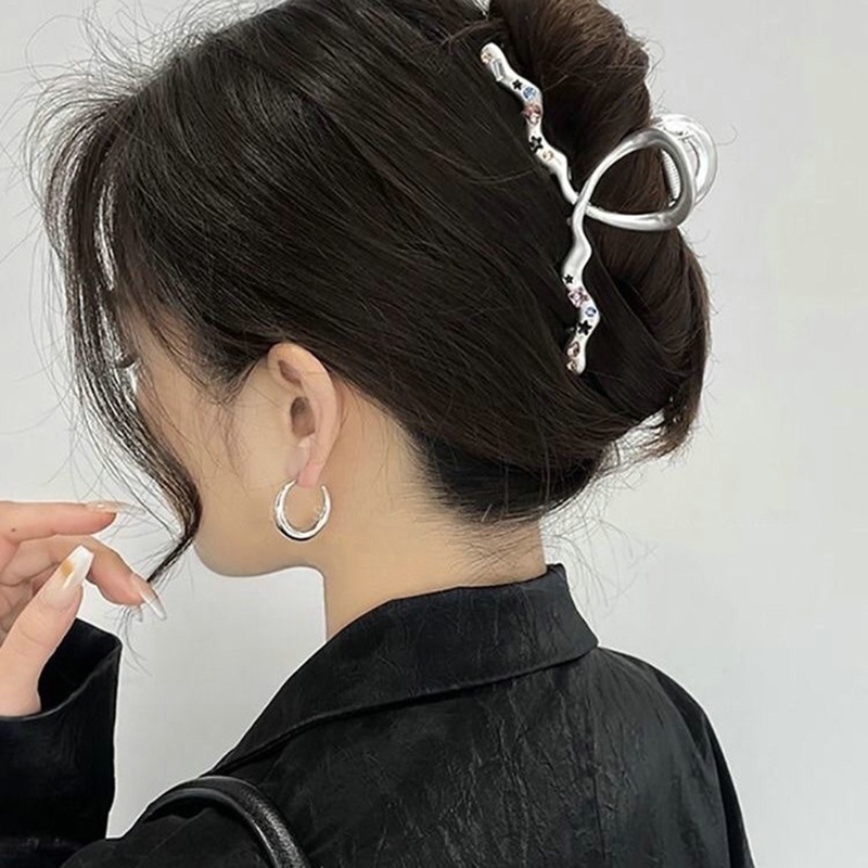 Kẹp Tóc Càng Cua Kim Loại Màu Trơn Đính Kim Cương Giả Y2K Kiểu Hàn Quốc Thanh Lịch Cho Nữ dreamdiary
