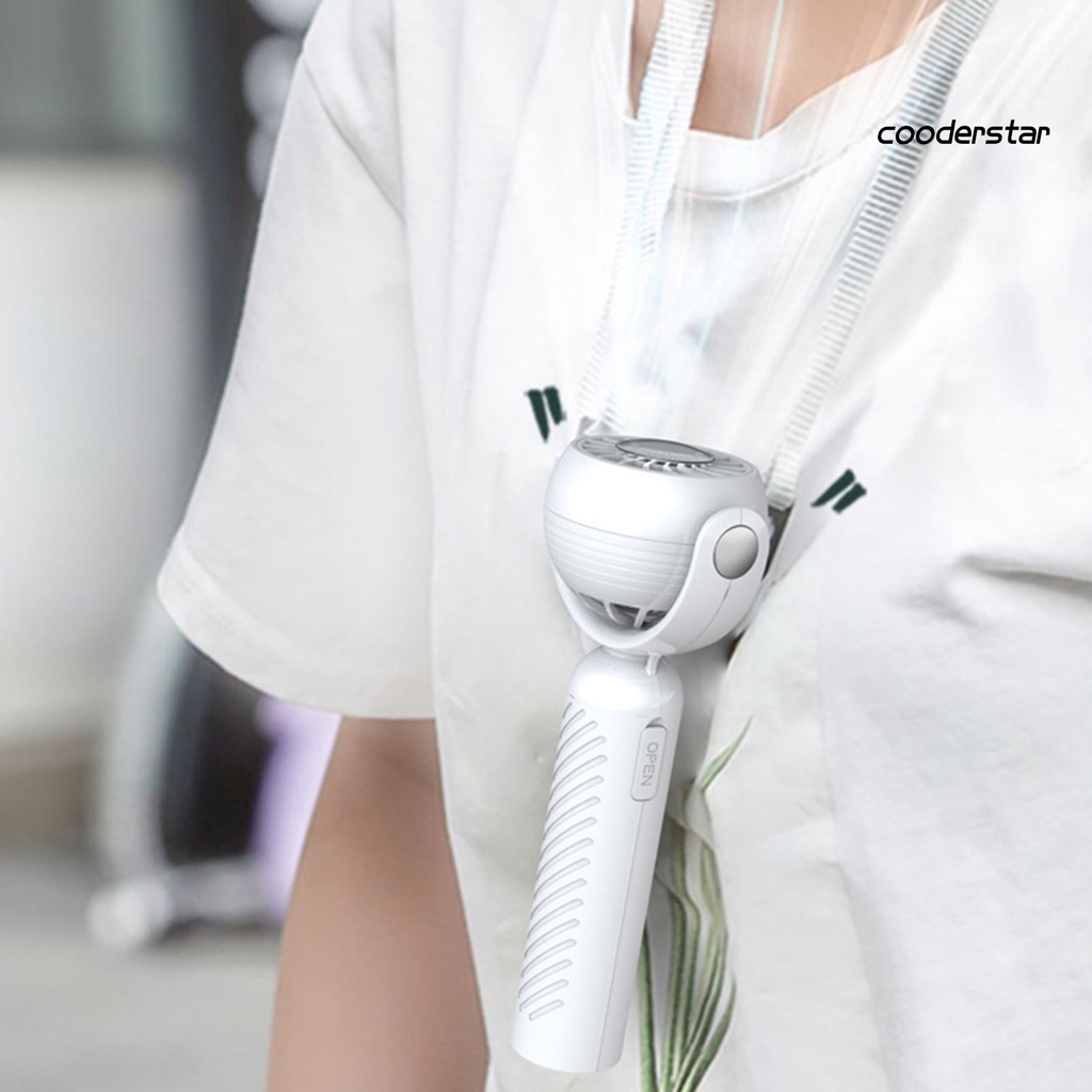 Quạt Làm Mát Cầm Tay 1200mAh Có Dây Đeo Đầu Lắc Tiếng Ồn Thấp Có Thể Sạc Lại Bằng Cổng USB