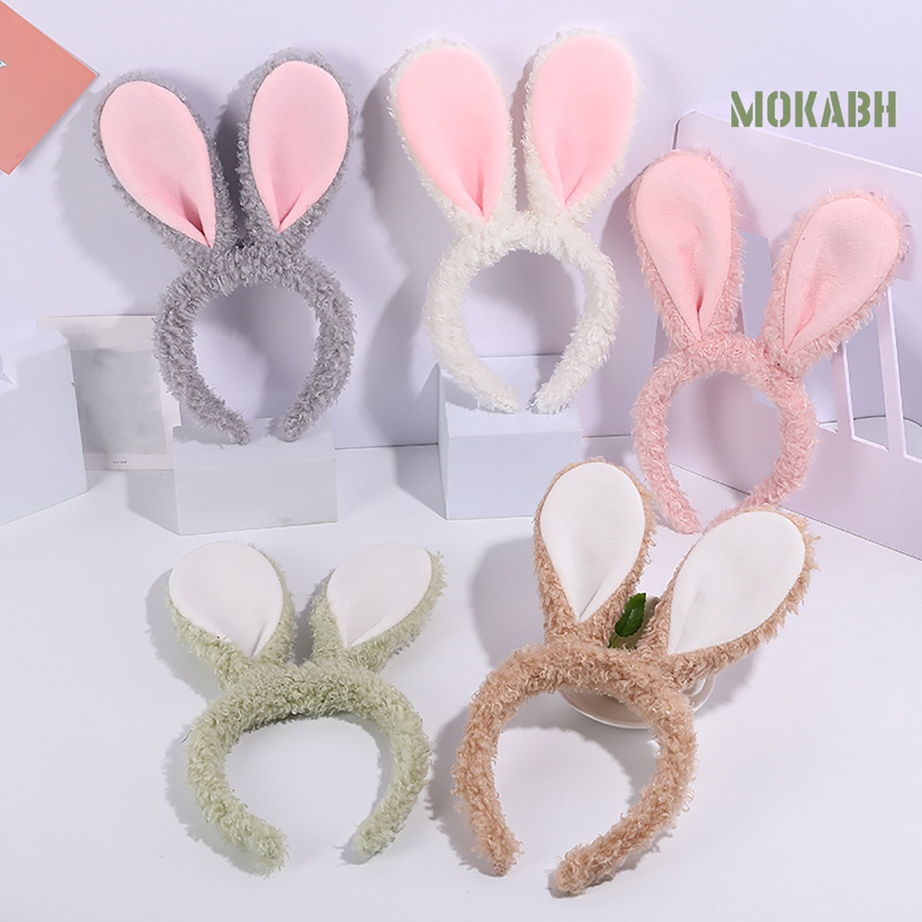 Băng Đô Tai Thỏ Bằng Vải Bông Chống Trượt Dễ Thương