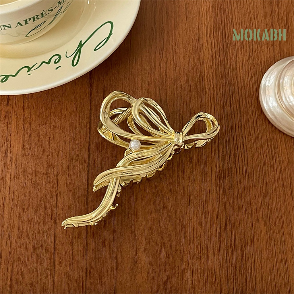 Kẹp Tóc Dạng Nơ Màu Trơn Chống Gỉ Có Răng Cưa Mạnh Mẽ Dành Cho Nữ