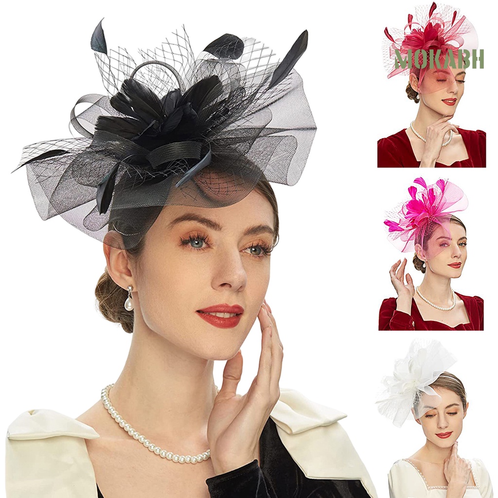 [Mok Abh] Băng Đô Cài Tóc Phối Lưới Thời Trang Cho Cô Dâu