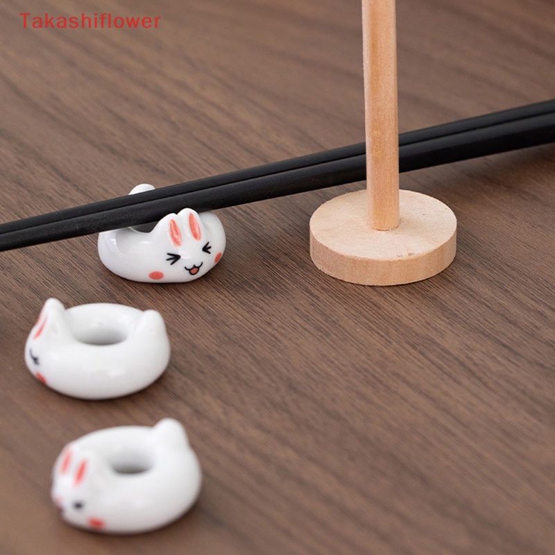 Set 5 Giá Đỡ Muỗng Đũa Bằng Sứ Hình Thỏ Dễ Thương Trang Trí Nhà Bếp