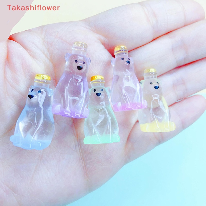 Bộ 5 Chú Gấu Bắc Cực Mini Bằng Nhựa Resin Dạ Quang Trong Suốt Dễ Thương Dùng Trang Trí