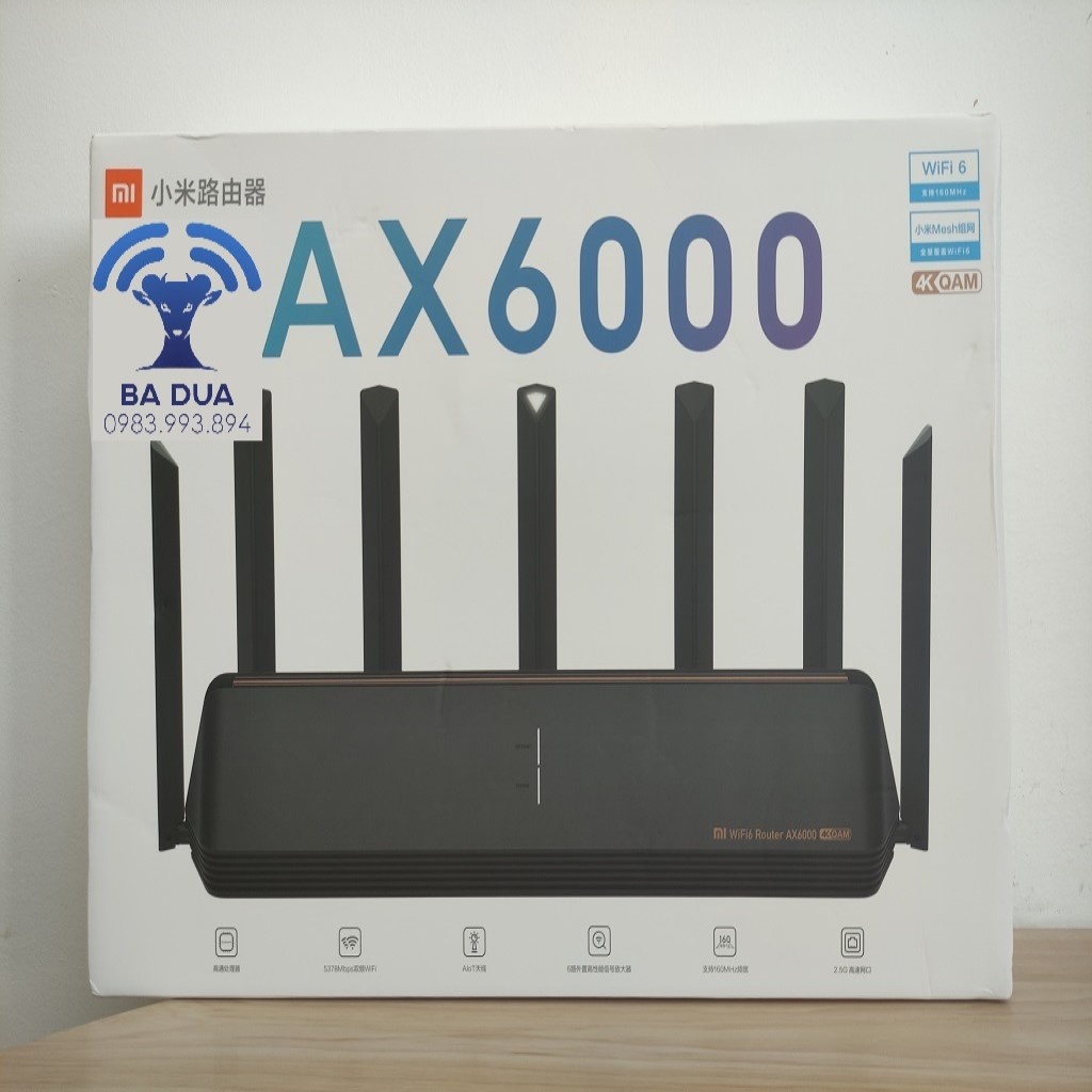 Bộ định tuyến Xiaomi Router Wifi 6 AX9000, dành game thủ, ba băng tần kết nối 1000 thiết bị/ROUTER WIFI6 AIOT AX6000