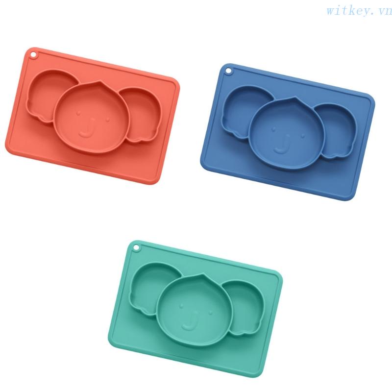 Bát Ăn Chia Ngăn Bằng Silicon Không Chứa BPA Màu Trơn Không Độc Hại Có Giác Hút Tiện Dụng Cho Bé Sơ Sinh