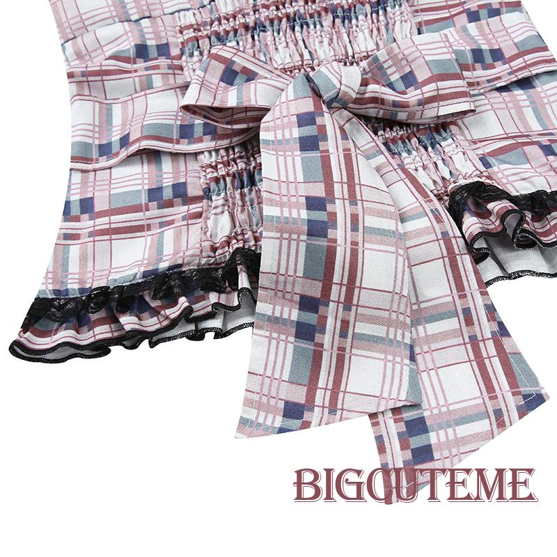 Áo Thun Ngắn Tay Cổ Chữ V Họa Tiết Kẻ Sọc Phối Ren Dáng Ôm Thời Trang Cho Nữ