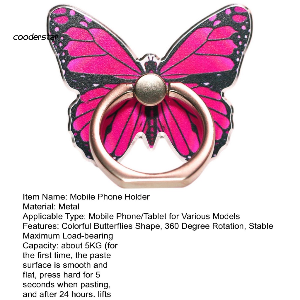 Nhẫn Đỡ Điện Thoại Tự Dính Hình Bướm Nhiều Màu Tiện Dụng