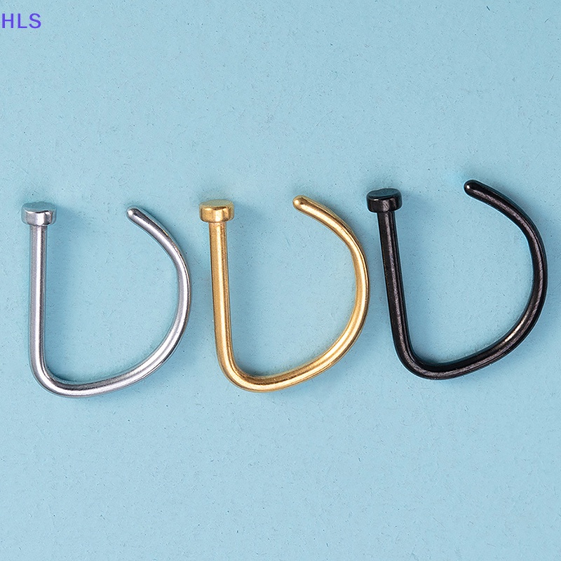 Set 3 Khuyên Mũi 18G Hình Chữ D Bằng Thép Không Gỉ Cá Tính