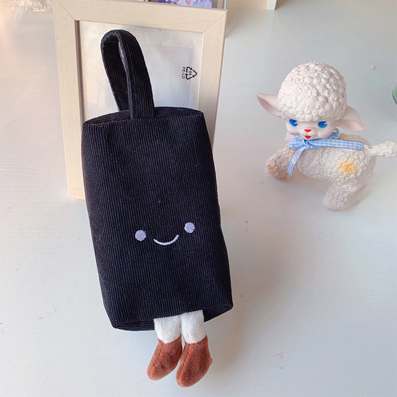 Túi Đựng Bút Bằng Nhung Kẻ Hình Mặt Cười Dễ Thương Phong Cách Hàn Quốc Ốp