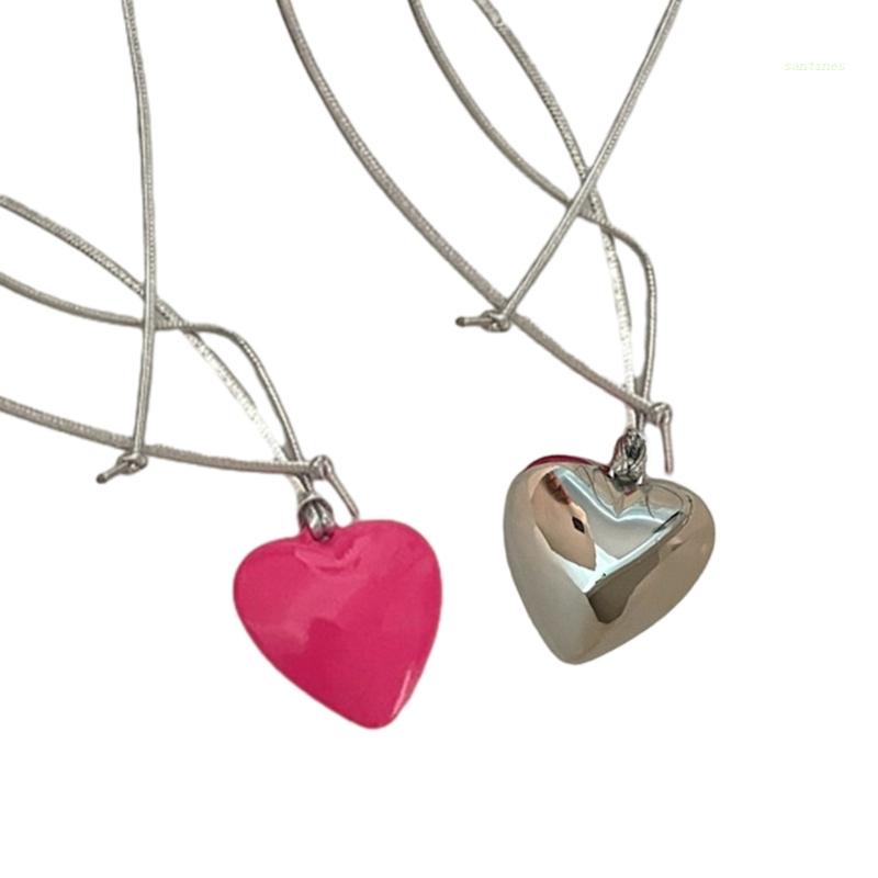 Vòng Cổ Choker Dây Dài Mặt Trái Tim Màu Bạc Phong Cách Gothic Punk Đường Phố Cho Nữ