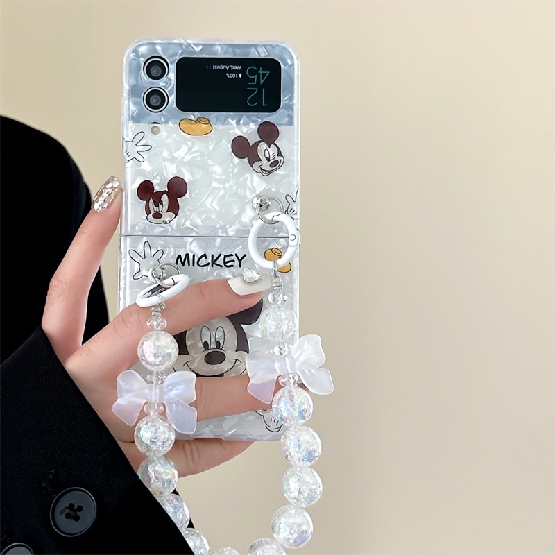 Lật Ốp Điện Thoại Dẻo Họa Tiết Hoạt Hình mickey minnie Kèm Dây Đeo Cho samsung galaxy z flip 4 5g z flip 3 5g