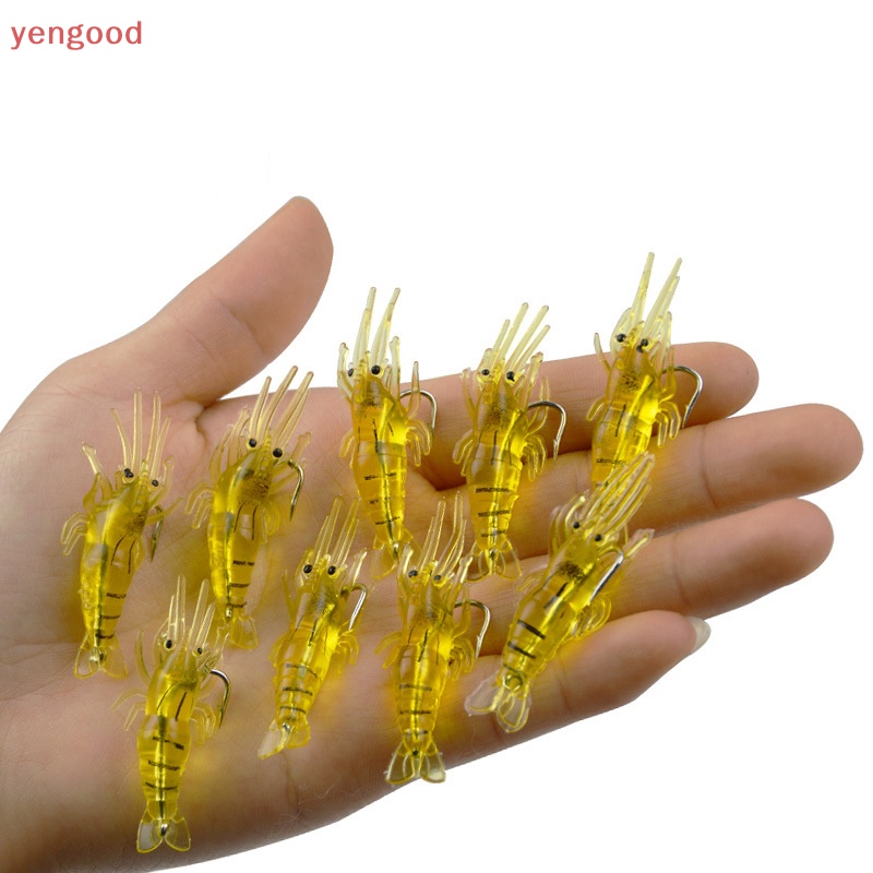 Set 10 Mồi Câu Cá Giả Hình Con Tôm Mềm Mại Kèm Móc Câu Tiện Lợi
