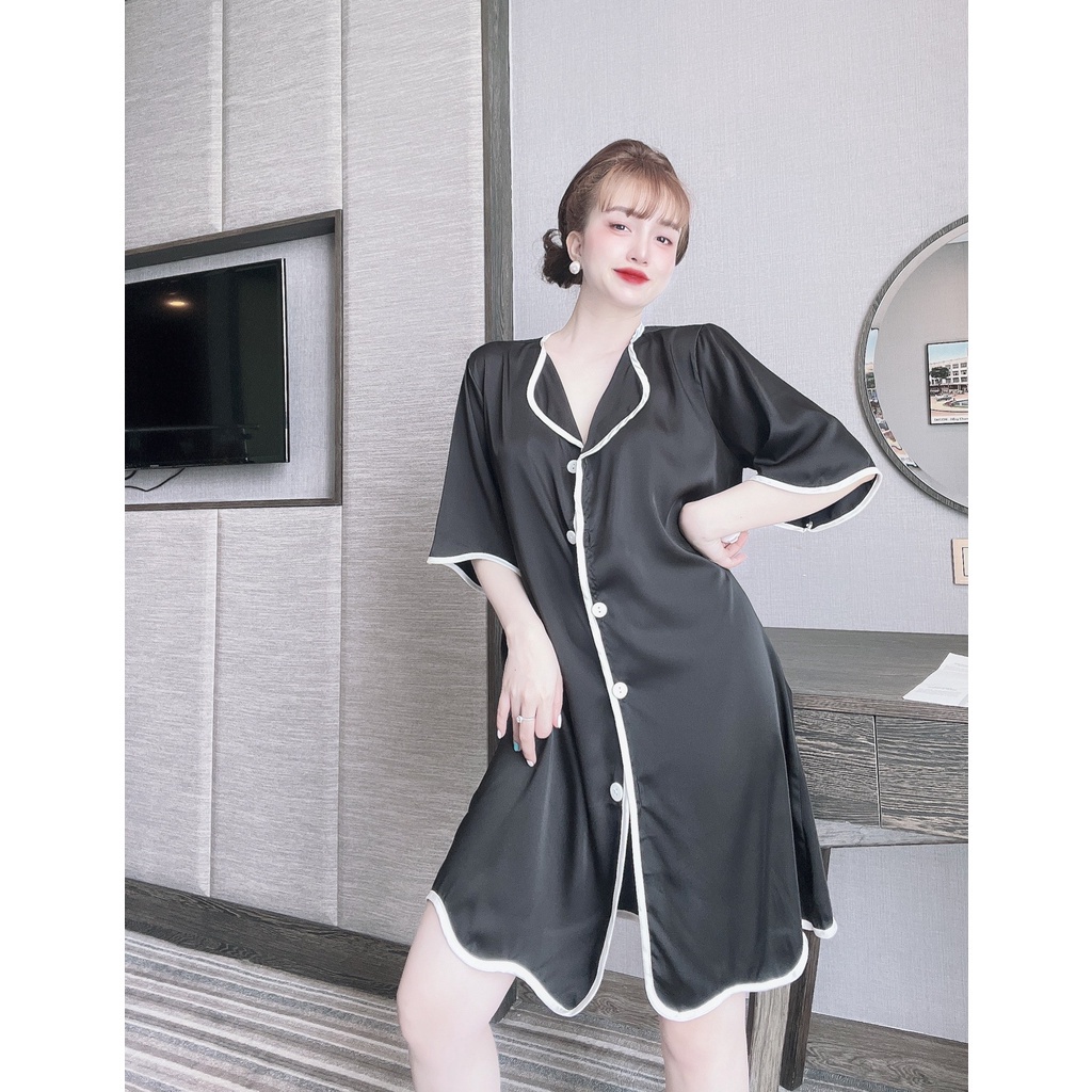 Đầm ngủ sơ mi lụa Latin cao cấp váy ngủ mặc nhà bigsize