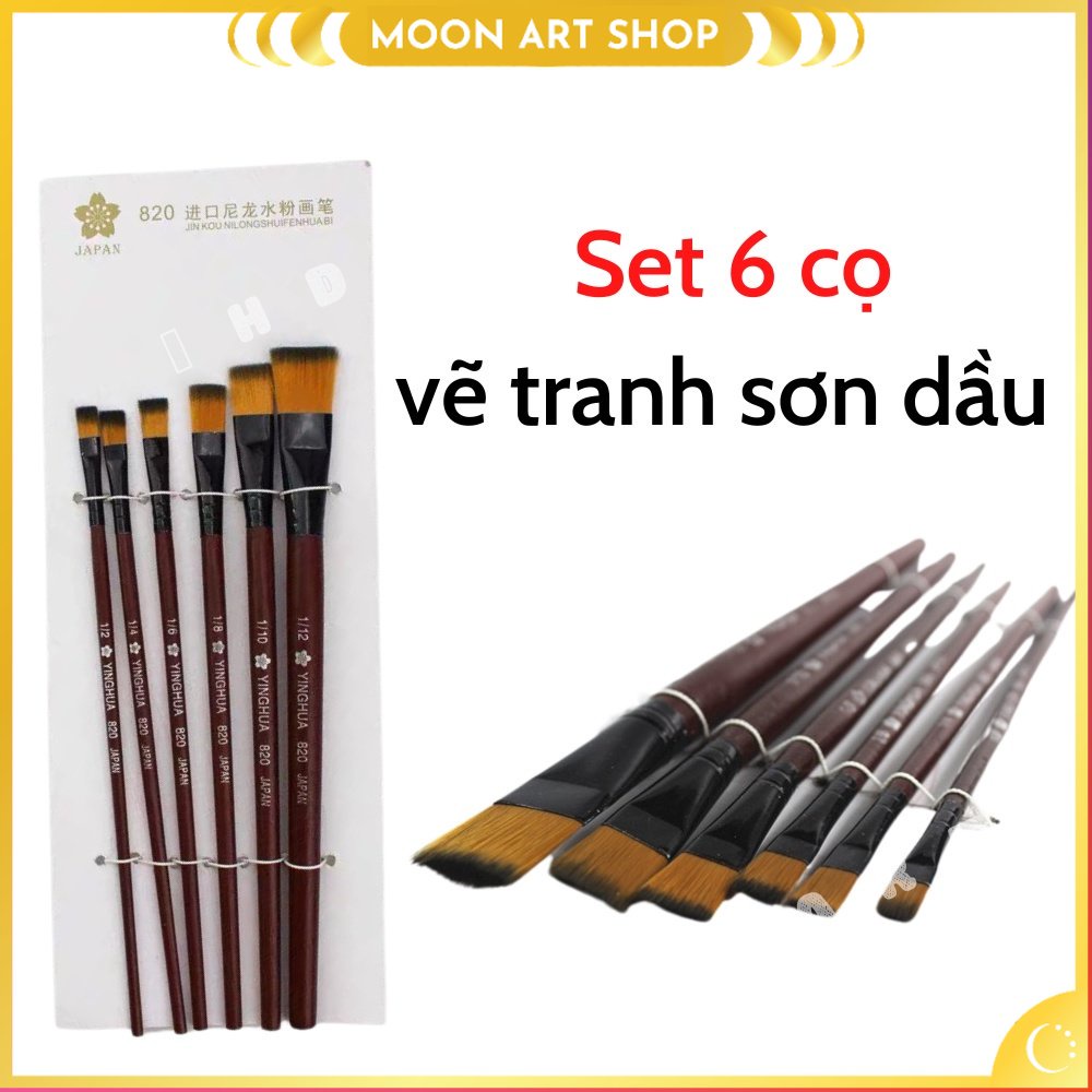 Bộ Cọ Vẽ Màu Nước 6 Cây Đầu Bằng Đa Năng – Cọ Vẽ Acrylic/Gouache/Watercolor