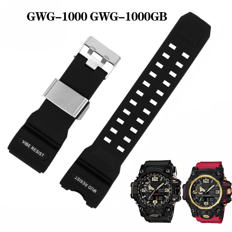 Dây đeo đồng hồ vàng đen Big Mud King GWG-1000 GWG-1000GB Dây đeo đồng hồ nam silicon nhựa biến đổi 