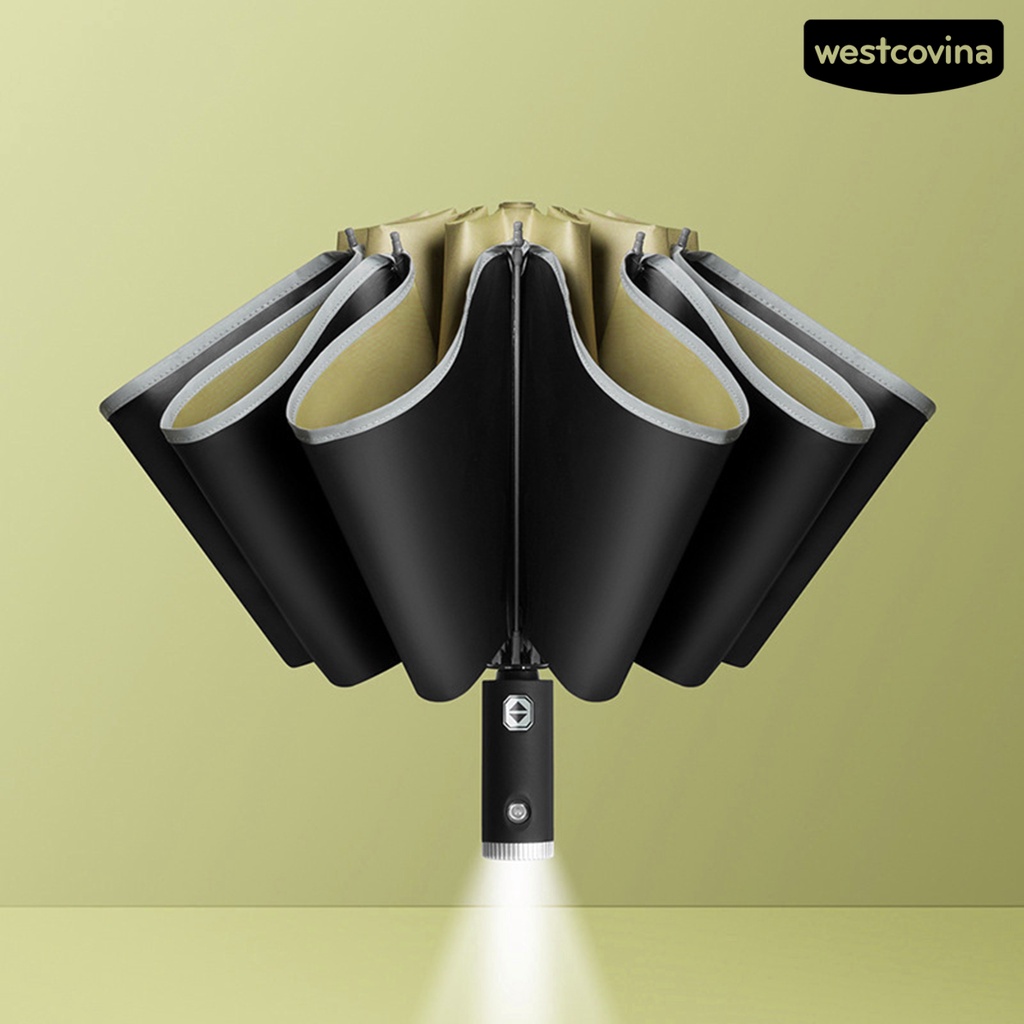 [COD]☁Dù Gấp Tự Động Có Đèn Pin LED Tay Cầm Dài Tiện Dụng