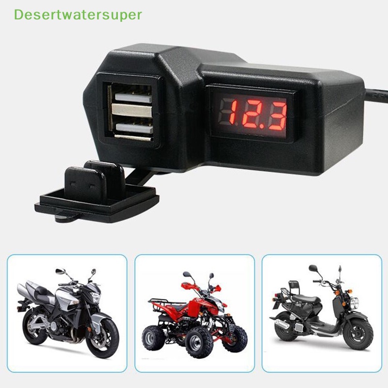 Ổ Cắm Sạc Điện Thoại Hai Cổng USB Cho Xe Mô Tô