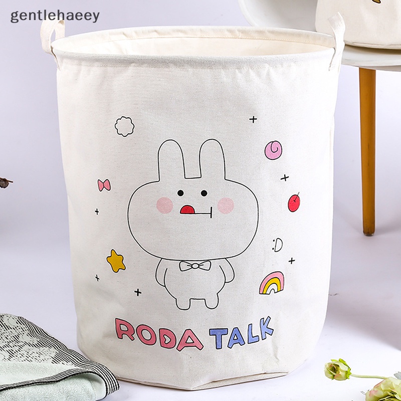Giỏ Đựng Quần Áo Bẩn Bằng Vải Bạt Hình Trụ In Hoạt Hình Có Thể Gấp Gọn Kích Thước 15.7 * 19.7inch