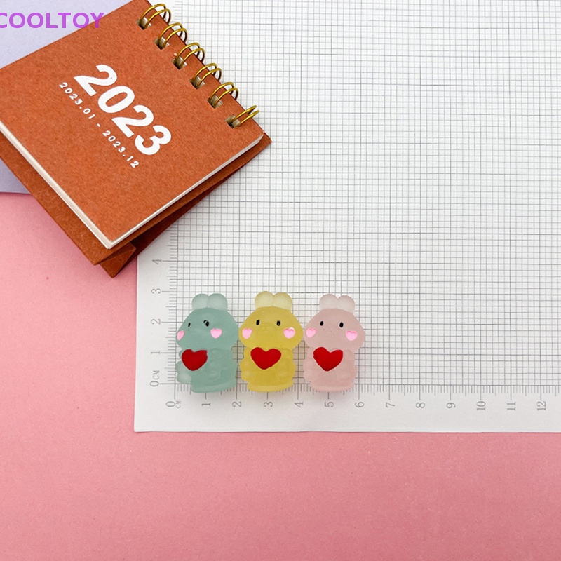 Cooltoy Bộ 2 Tượng Thỏ Hoạt Hình Mini Phát Sáng Trong Đêm Bằng Nhựa Resin