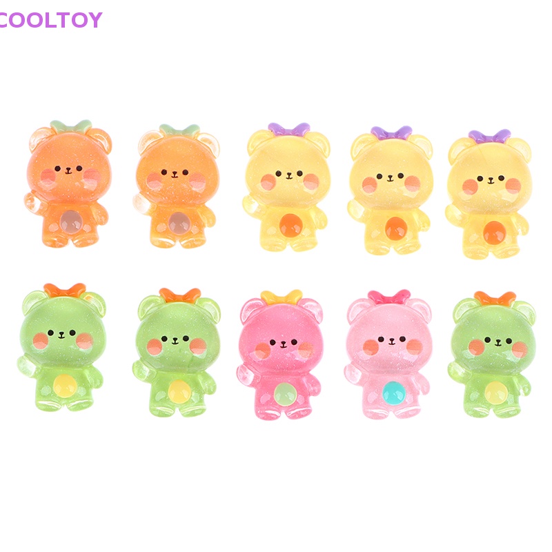 Cooltoy Set 10 Tượng Nhựa Resin Hình Thỏ Gấu Hoạt Hình Kawaii Trang Trí Sổ Tay DIY