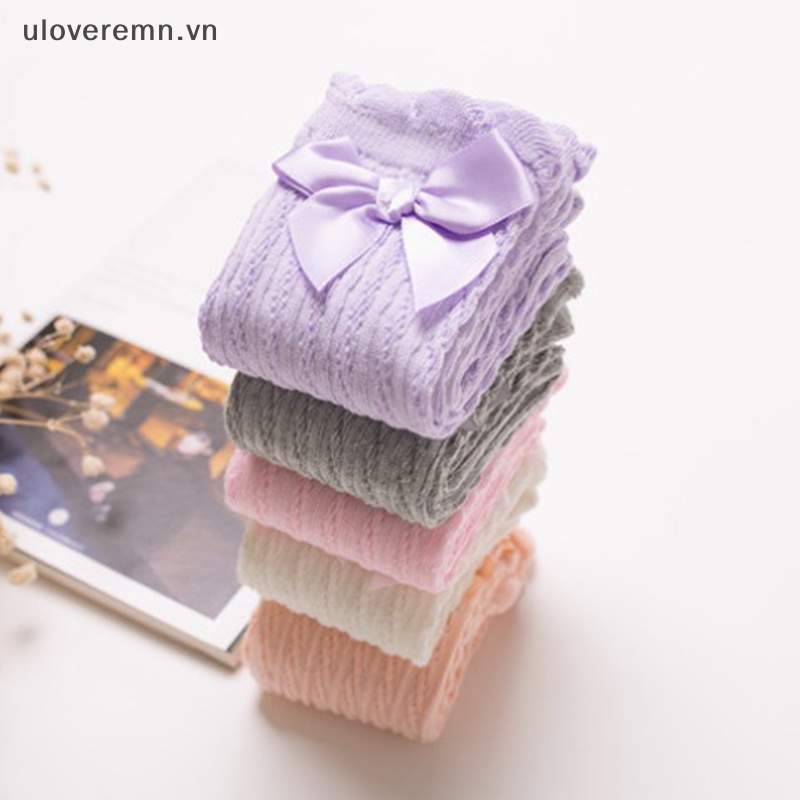 Vớ Lưới Mỏng Cao Cổ Đính Nơ Không Gót Xinh Xắn Cho Bé