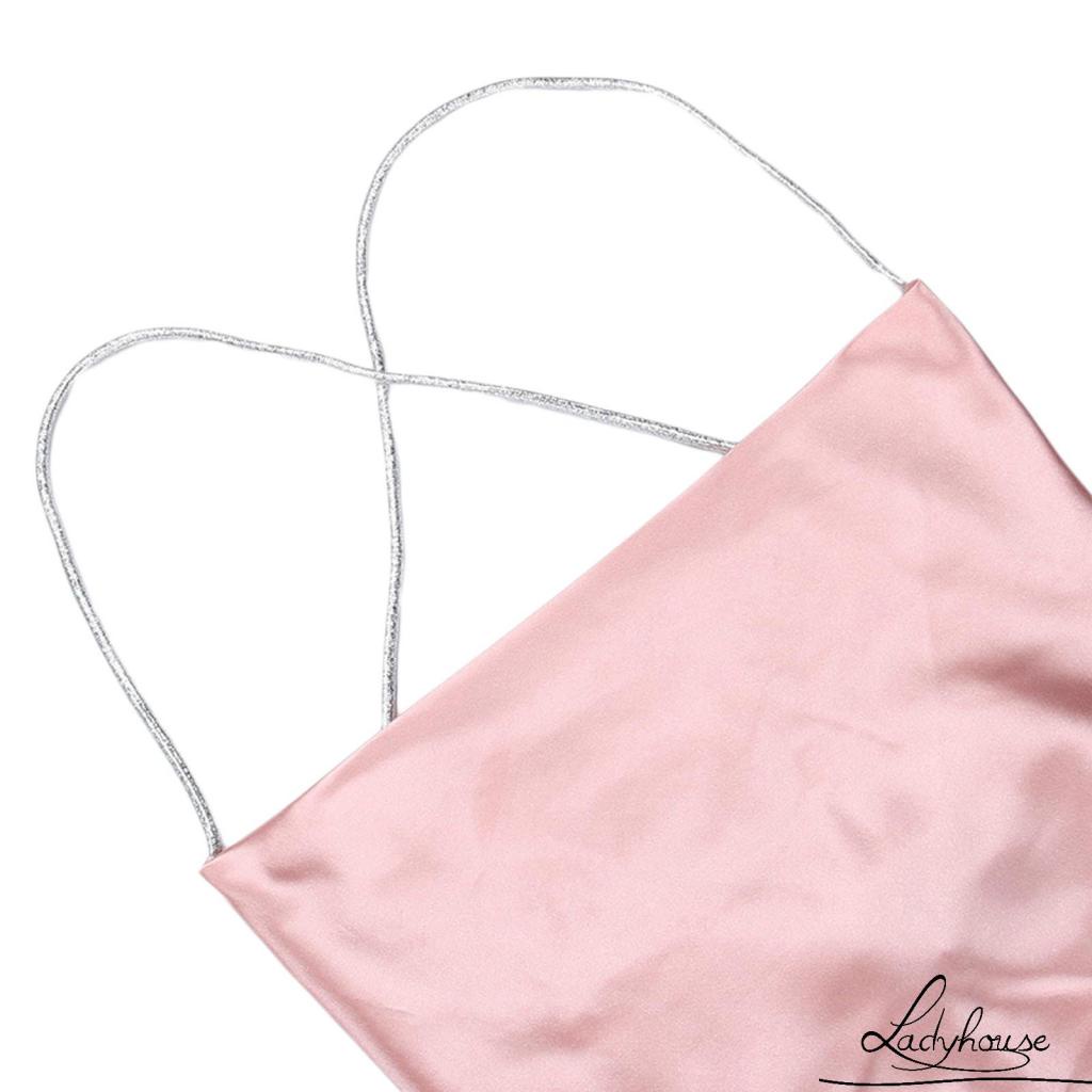 Đầm Dài Hai Dây Màu Trơn Hở Lưng Xẻ Tà Cao Thời Trang Mùa Hè Dành Cho Nữ