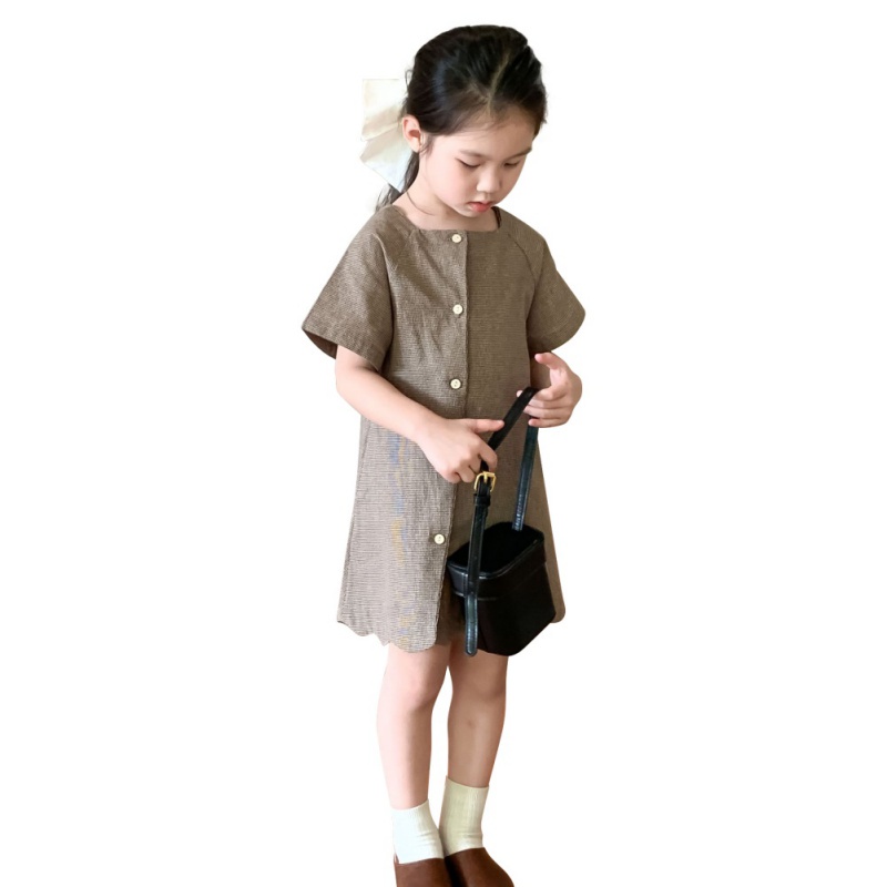 Đầm Kẻ Sọc Ca Rô Phối Ren Kiểu Retro Pháp Thời Trang Mùa Hè Cho Nữ