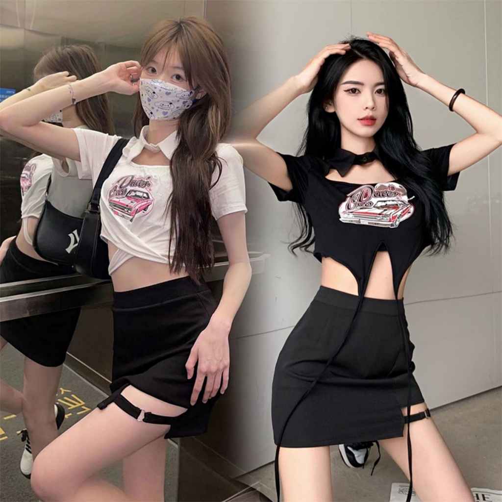 Áo baby tee Thun croptop Cotton Nguyên Chất Buộc Dây Cổ polo Dáng Ôm Tay Ngắn Thời Trang Mùa Hè Cho Nữ