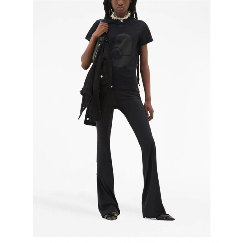 Courreges Hàng Có Sẵn Áo Thun Mùa Hè 2023 In Hình jennie Phong Cách Mỹ Giản Dị