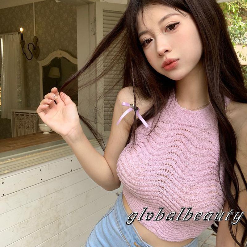 Áo Thun Không Tay Cổ Tròn Dáng Ôm Gợn Sóng Thời Trang Mùa Hè Dành Cho Nữ