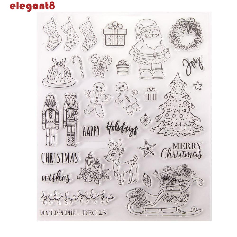 Con Dấu Bằng Silicon Trong Suốt Hình Cây Thông Giáng Sinh Trang Trí Sổ Tay