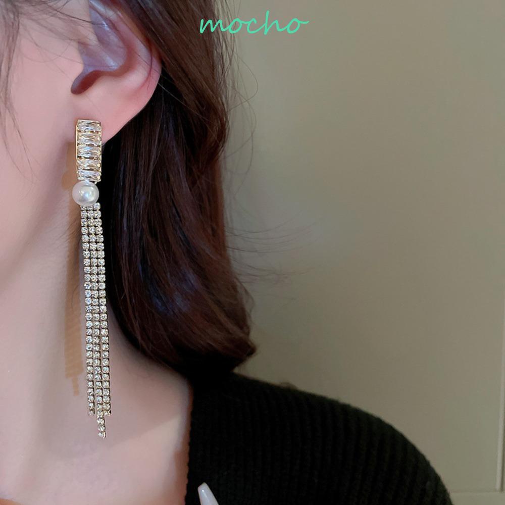 Bông Tai Dáng Dài Phối Tua Rua Phong Cách Pháp Thời Trang Sang Trọng Cho Nữ