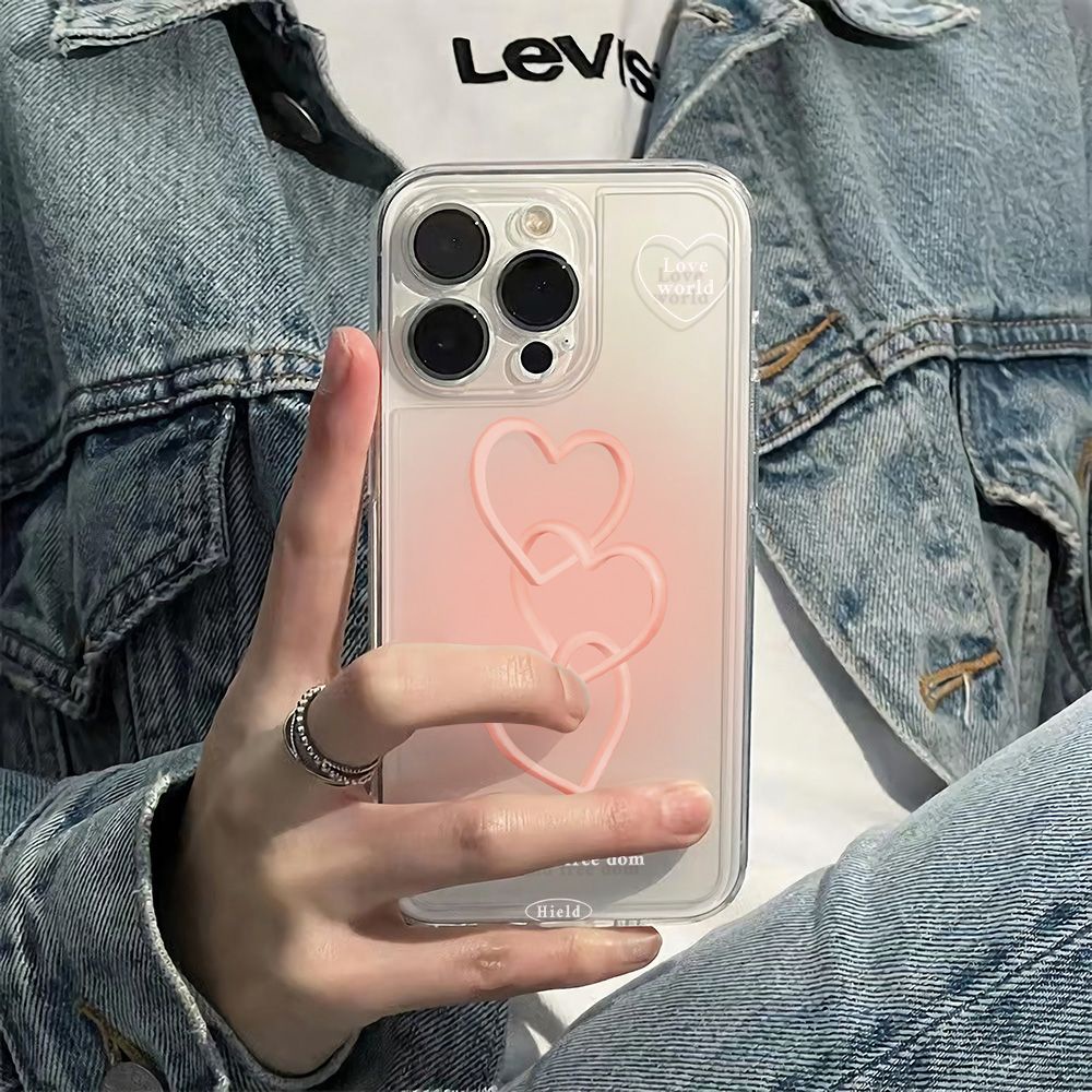 ✅Ốp Điện Thoại Dẻo Họa Tiết Trái Tim 6In Chống Sốc Kèm Giá Đỡ Nhẫn Cho iPhone12plus14pro 7813max 6Inz