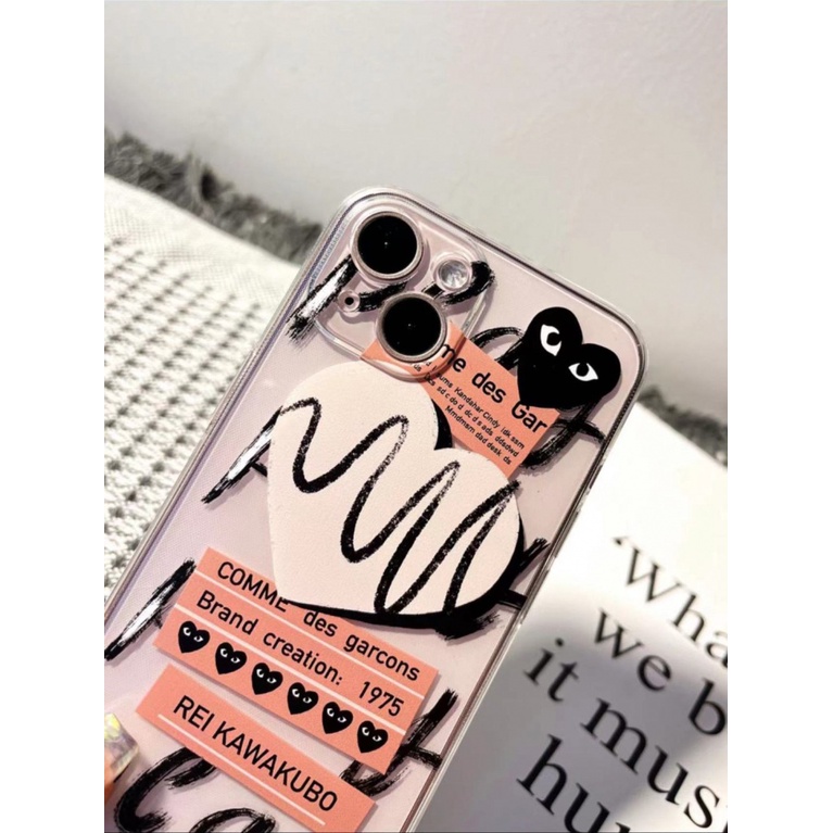 ✅Ốp Điện Thoại Trong Suốt Họa Tiết Trái Tim Graffiti Viền Thẳng Độc Đáo Cho Iphone 13 / plus14pro 7 max 12 8 / / xrxs YL8N