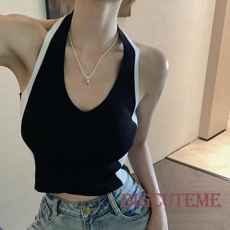 Áo Tank Top Không Tay Màu Sắc Tương Phản Thời Trang Mùa Hè Cho Nữ