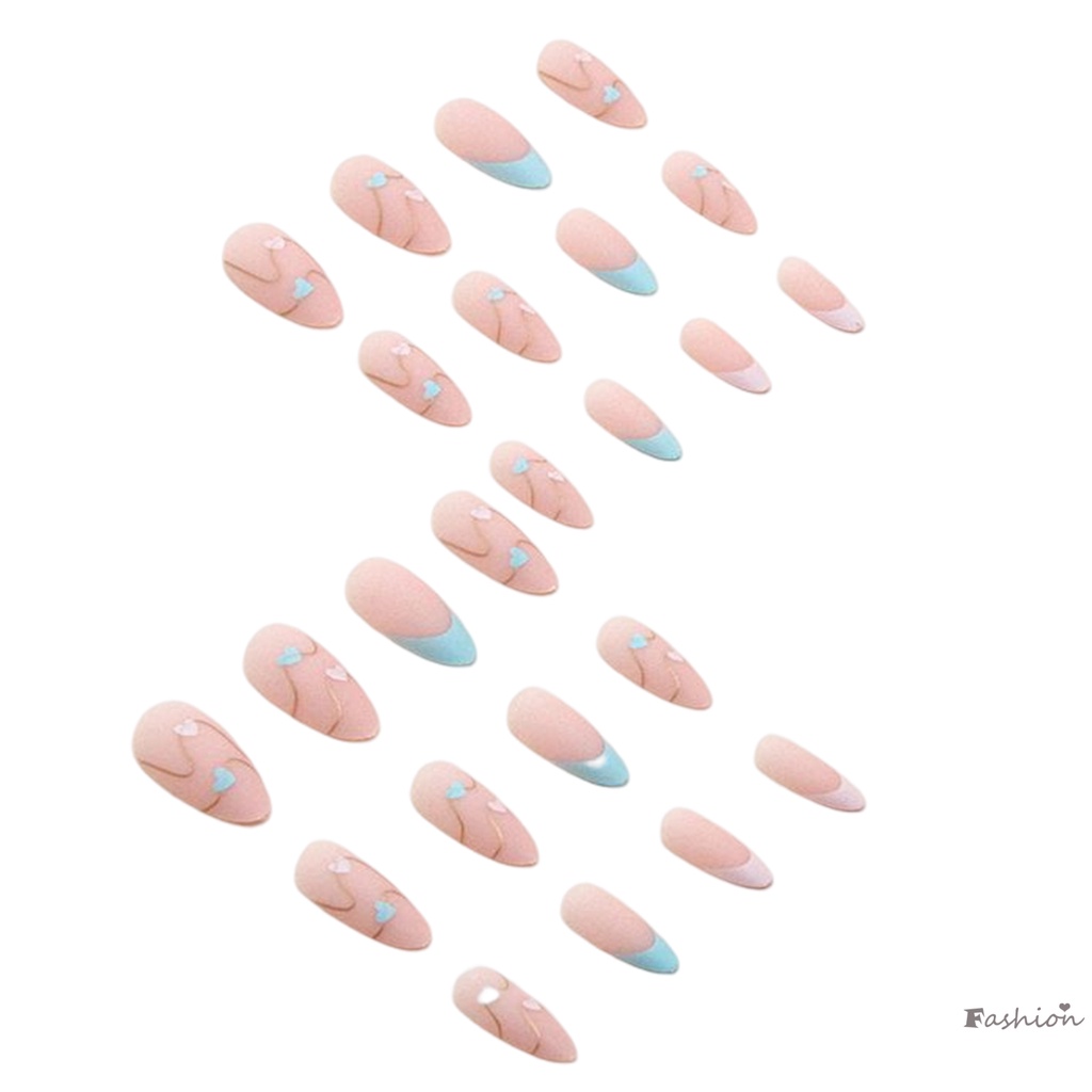 Móng Tay Giả Họa Tiết Trái Tim Màu Đục Chống Trầy Không Độc Hại An Toàn