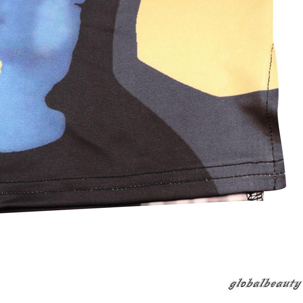 Áo Thun Tay Ngắn Cổ Giả Hai Lớp Dáng Ôm Họa Tiết Chân Dung Thời Trang Dành Cho Bạn Nữ