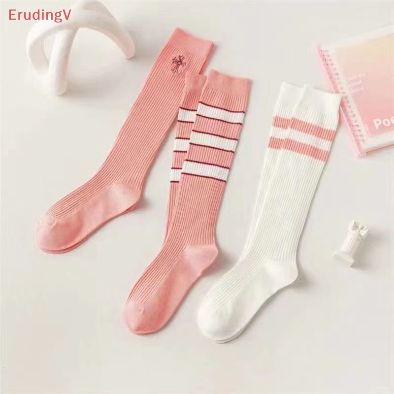 [ErudingV] 1 Đôi Tất Ống Ngang Bắp Chân Mỏng Kẻ Sọc Ngang Màu Hồng Thời Trang Mùa Hè Dành Cho Bạn Nữ [Mới]