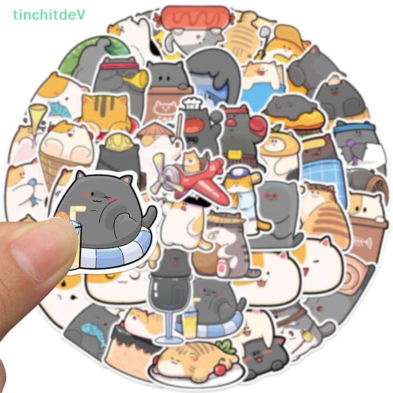 Bộ 50 Miếng Dán Họa Tiết Mèo Graffiti Dễ Thương Dùng Trang Trí Sổ Tay / Guitar