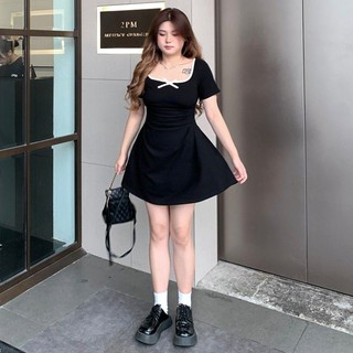 Đầm Đen Dáng Ôm Cỡ Lớn Phong Cách Hàn Quốc Thời Trang Mùa Hè Xinh Xắn Cho Nữ