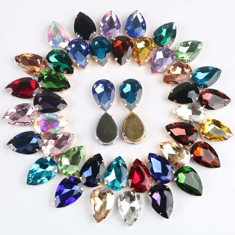 1 Viên Đá Pha Lê Giọt Nước Pha Lê Giả Thêu Thủ Công Cho Giày / Túi Xách Đám Cưới DIY