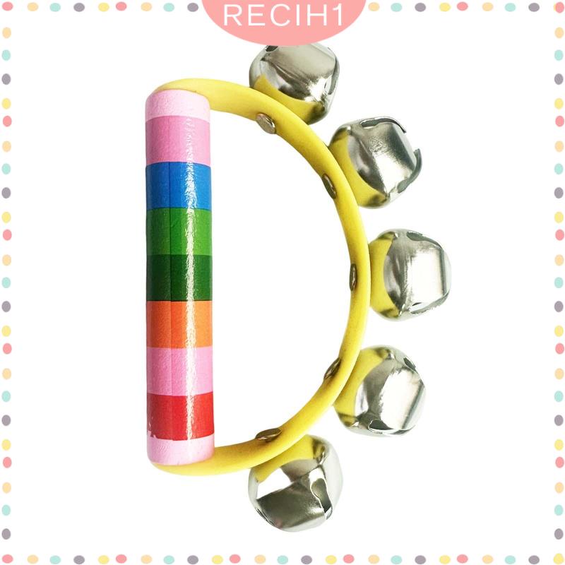 Trống Lục Lạc Bằng Gỗ Tay Cầm Bằng Kim Loại Dành Cho Gia Đình