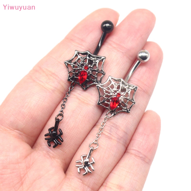 Khuyên Rốn Thép Không Gỉ Đính Đá Zircon Hình Nhện Mới