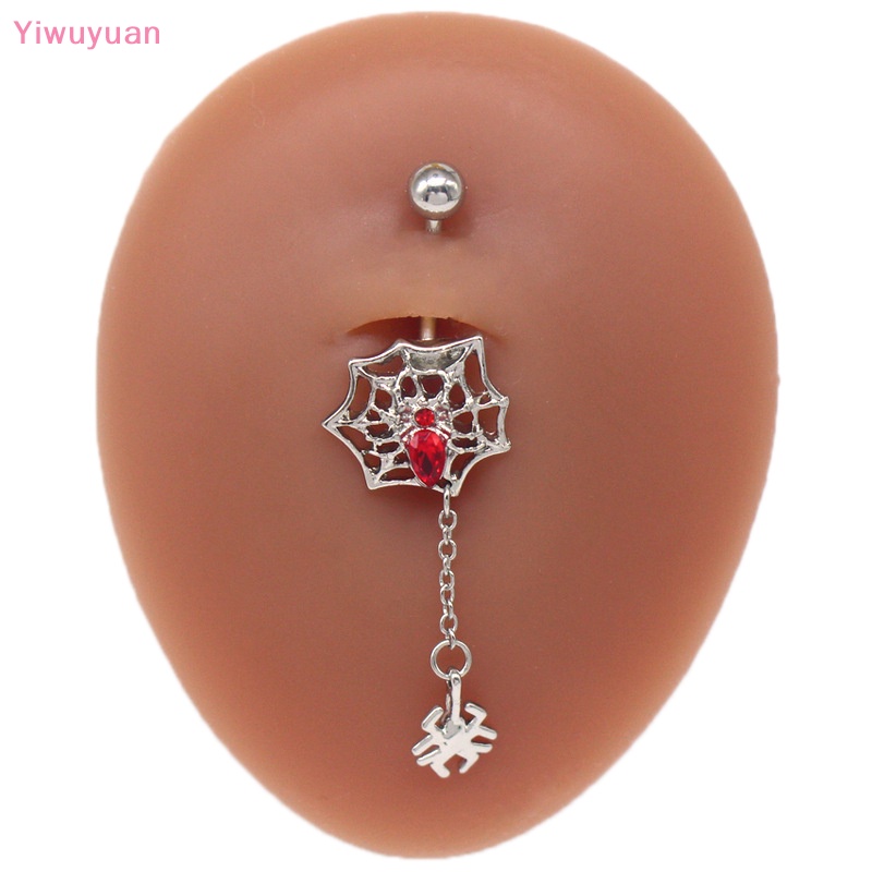 Khuyên Rốn Thép Không Gỉ Đính Đá Zircon Hình Nhện Mới